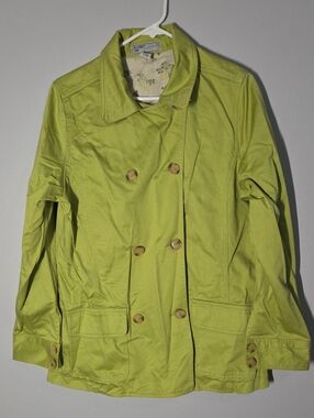 Old Navy Women's Lime Green Double-Breasted Trench Jacket
